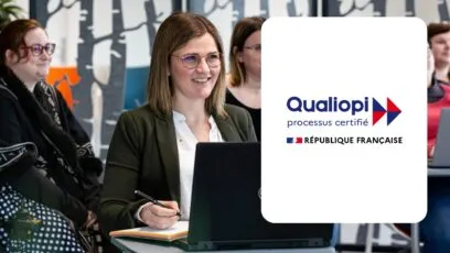collaborateurs participants à une formation chez TGS France et mise en avant du logo Qualiopi