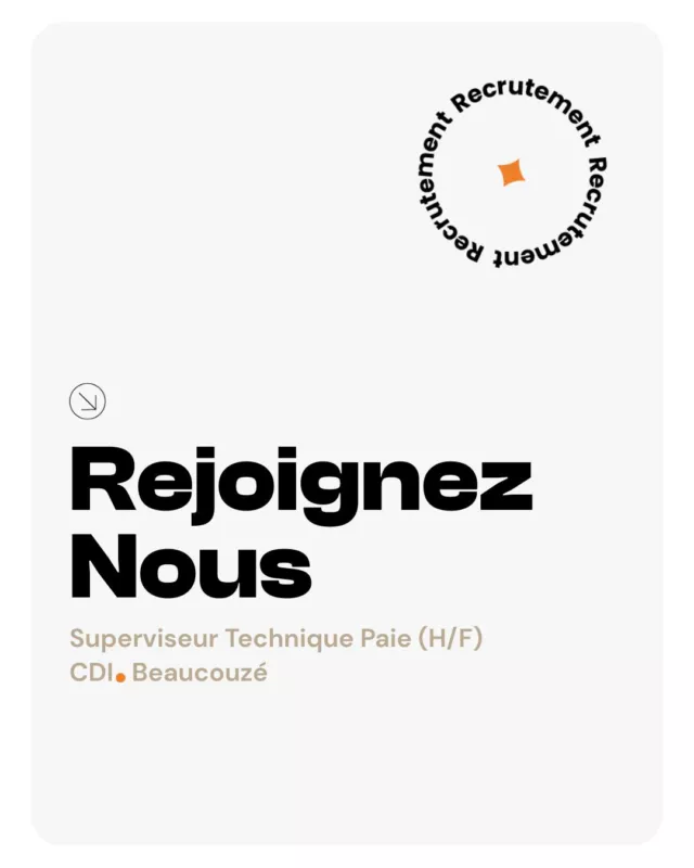 ✨ Rejoignez-nous ✨Les équipes de Socia 3 recrutent un Superviseur Technique Paie (H/F) à Beaucouzé pour accompagner des gestionnaires de paie en situation de handicap.Vos missions principales :
✅Accompagner, conseiller et informer l'équipe pour optimiser leur adaptation et renforcer leur professionnalisme,
✅Garantir le bon traitement de la paie,
✅Contrôler les éléments sortants,
✅Entretenir les liens avec les clients, les conseiller et les orienter dans le transfert d'informations afin de faciliter le traitement des données par l'équipe.Vous évoluerez dans une équipe bienveillante avec un réel esprit de solidarité !Découvrez l'offre complète en bio.#Recrutement  #IciCaRecrute #OffreEmploi